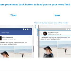 Facebook's new user interface Back Button