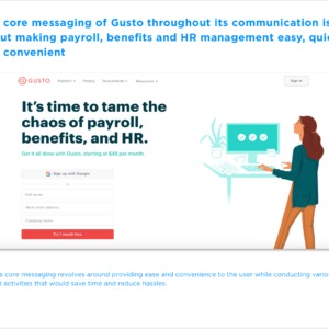 Conversions on home page Gusto Core Messaging