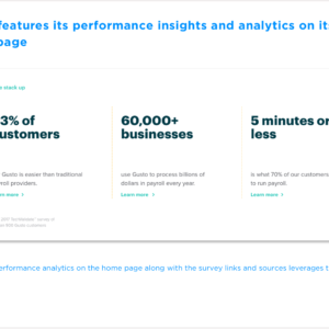 Conversions on home page Gusto Performance Insights